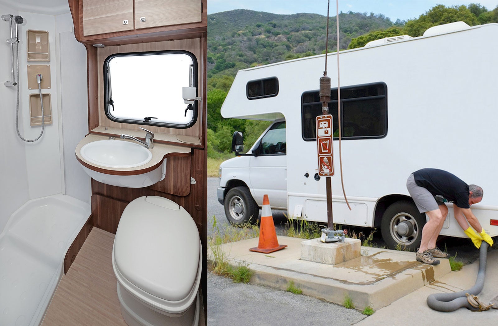 Portable RV/camper toilet and holding tank setup in Dover, Delaware