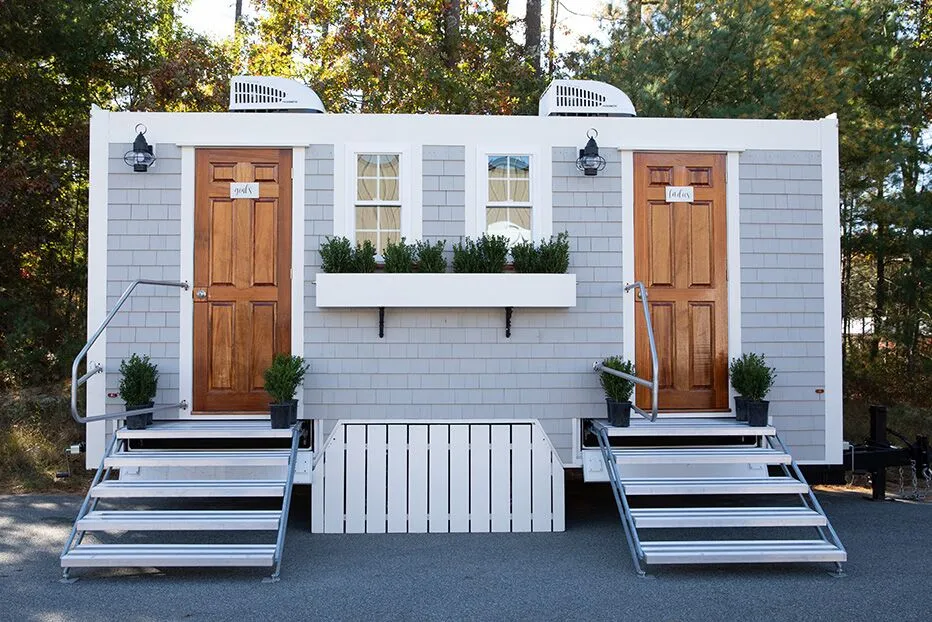 Wedding restroom units discretely staged at a venue in Dover, Delaware